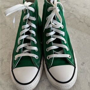 Green Converse High-Top Sneakers with White Laces
